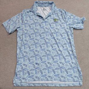 US Open Shirt Large Blue All Over Print Floral Torrey Pines Embroidered